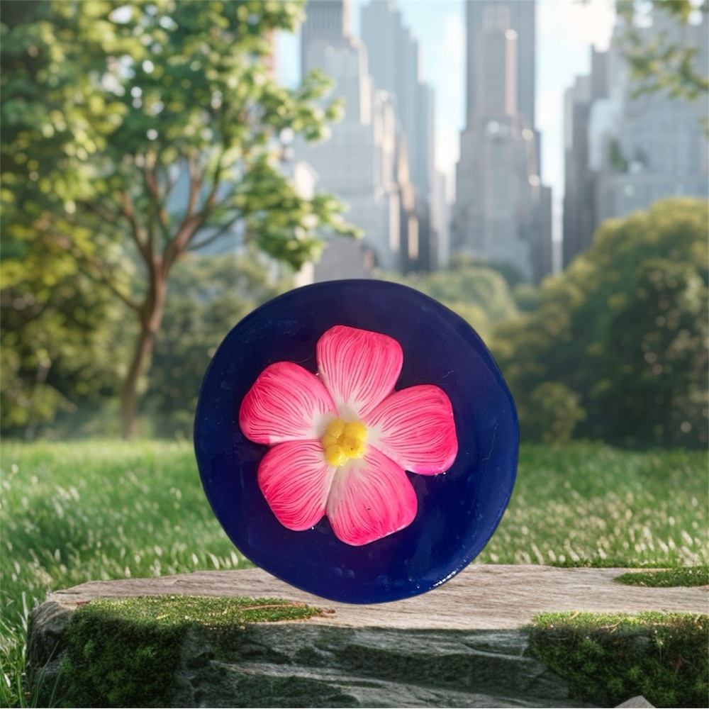 Handmade Vibrant Floral Magnet - Pink and Blue